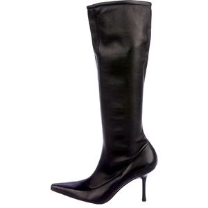 Jimmy Choo Black Leather Knee High Boots